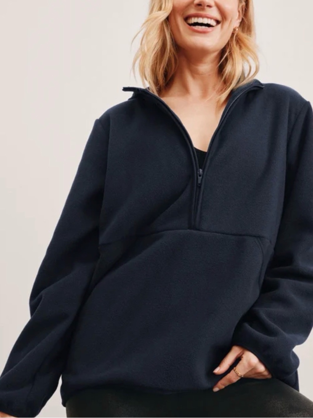 Beyond Yoga Explorer Fleece Hoodie Half Zip Pullover Navy XL new